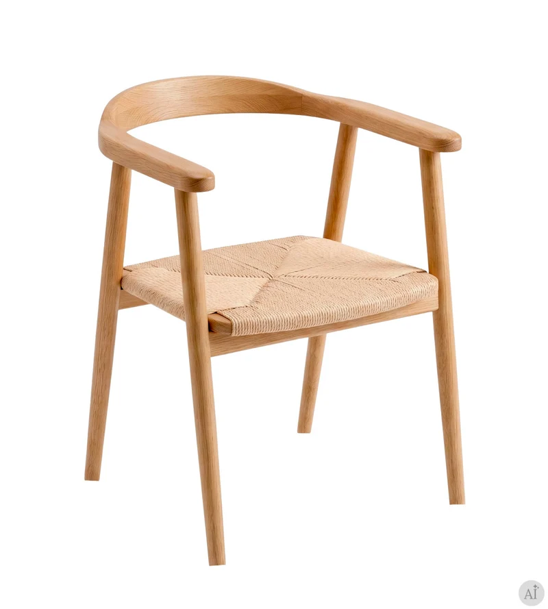 Sedia da pranzo Tori in rovere con seduta intrecciata