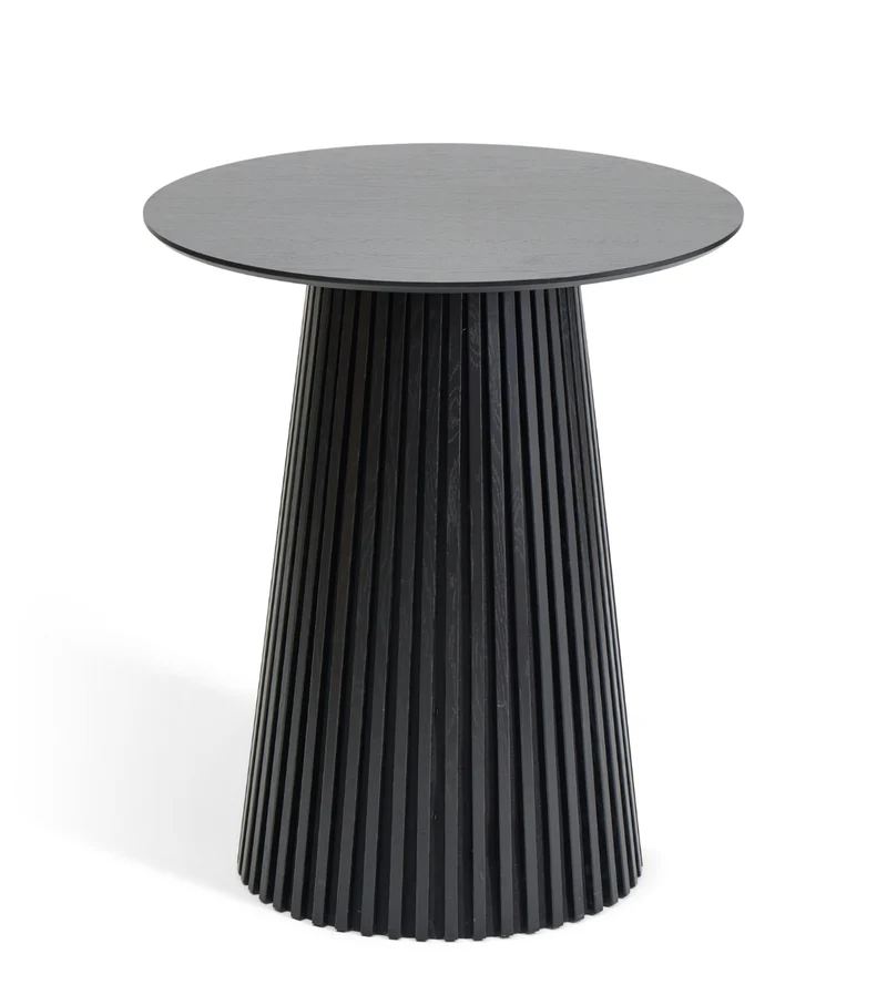 Lewis tavolo bar a doghe nero con base a colonna – 90 x 105 cm