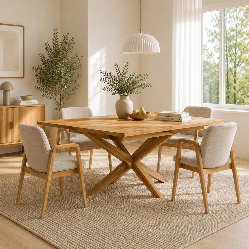 Tavolo da pranzo allungabile con gambe incrociate in rovere massiccio VELLE 39 | LoftStory