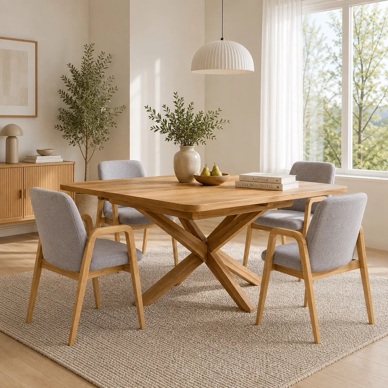 Tavolo da pranzo allungabile con gambe incrociate in rovere massiccio VELLE 39 | LoftStory