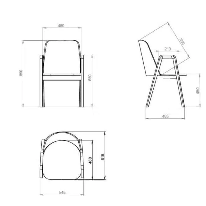 Set da 2 o 4 sedie da pranzo Chill, struttura in rovere massiccio, rivestimento in tessuto | VESKOR