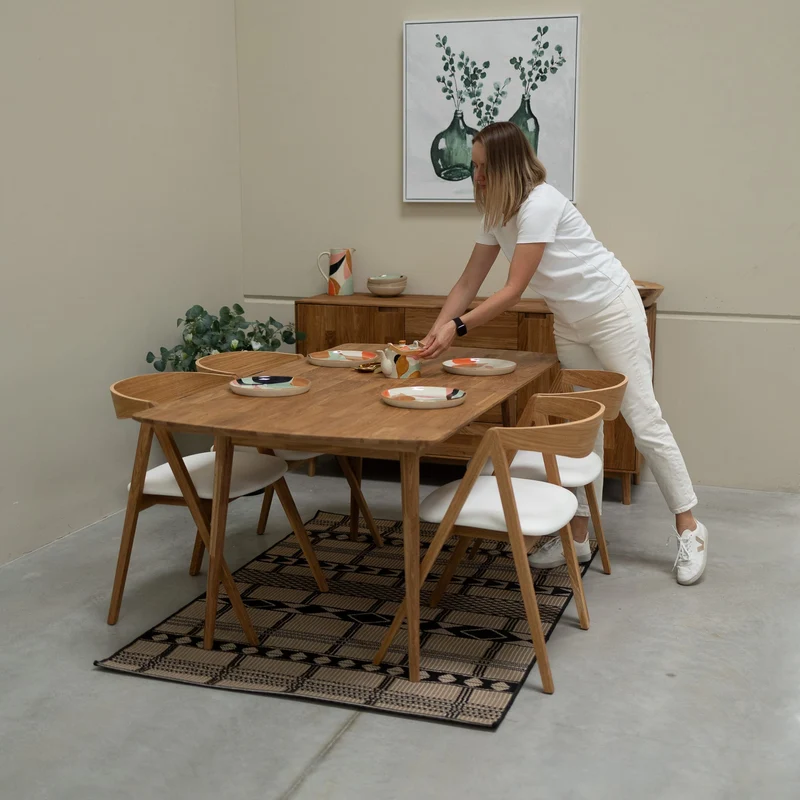 Tavolo da pranzo rettangolare allungabile in rovere massiccio Escandi | NordicStory