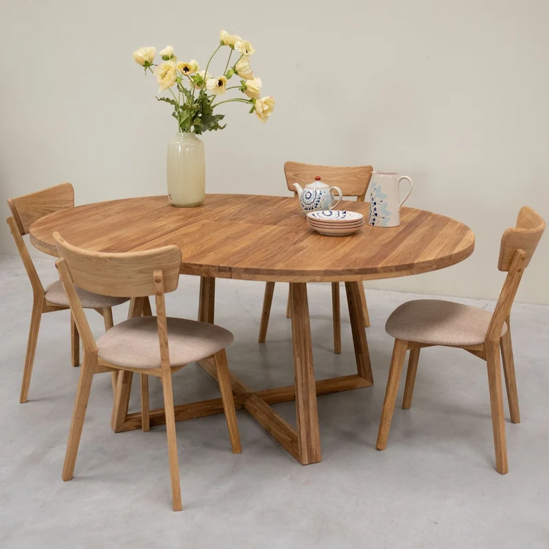 Confezione di 2 o 4 sedie da pranzo in rovere massiccio Diana Beige | NordicStory