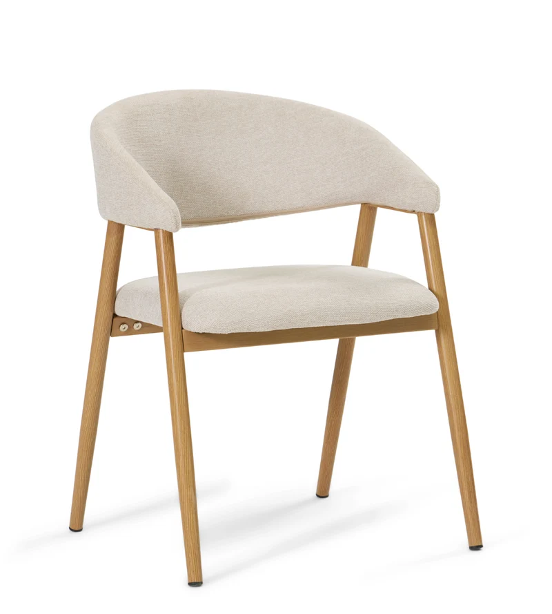 Sedia da pranzo Ebba - Tessile beige con gambe in legno di quercia