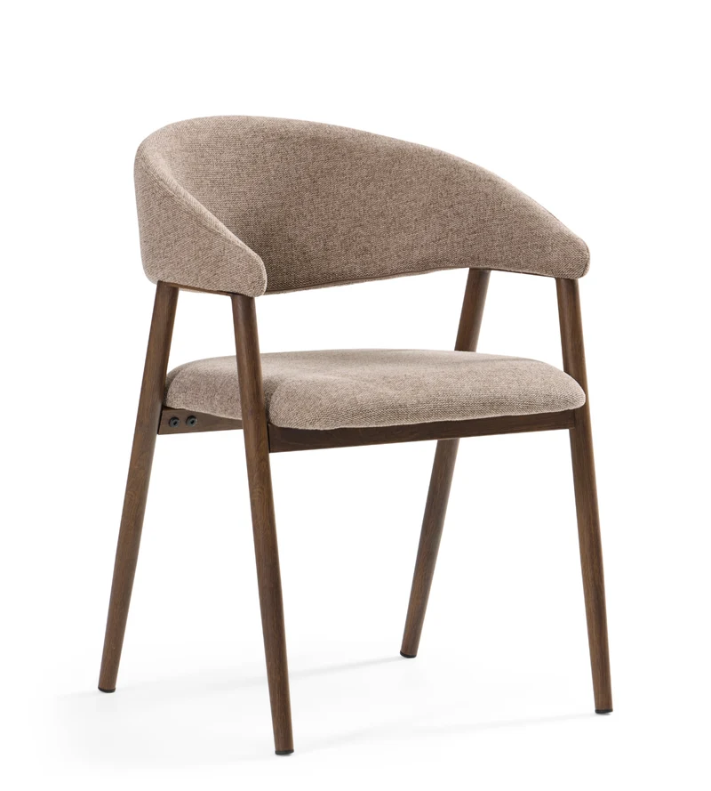 Sedia da pranzo Ebba - Tessuto sabbia con gambe in rovere fumé