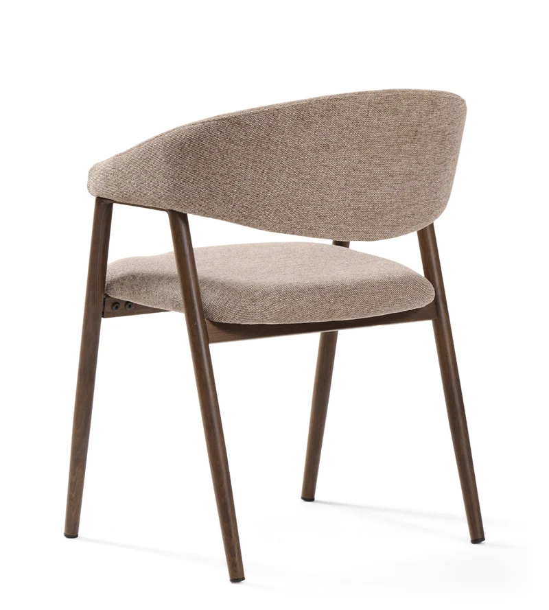 Sedia da pranzo Ebba - Tessuto sabbia con gambe in rovere fumé