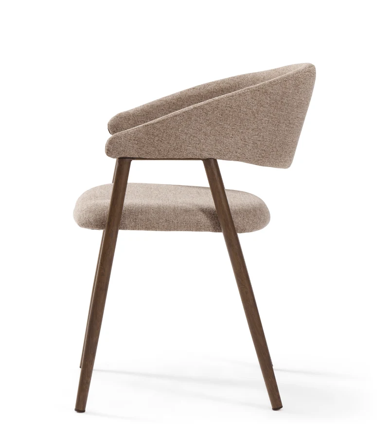 Sedia da pranzo Ebba - Tessuto sabbia con gambe in rovere fumé