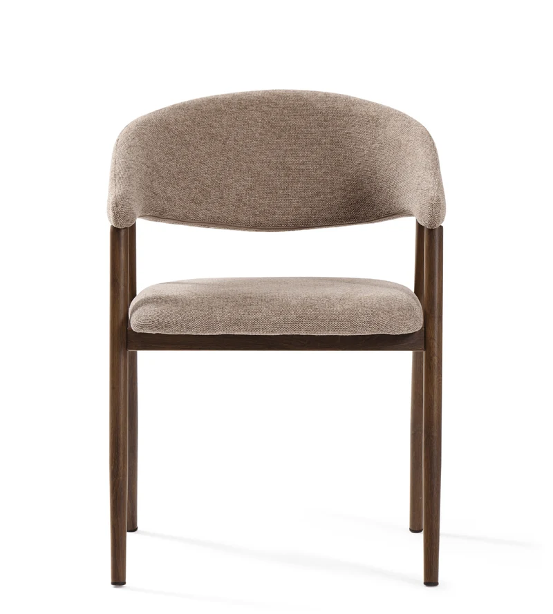 Sedia da pranzo Ebba - Tessuto sabbia con gambe in rovere fumé