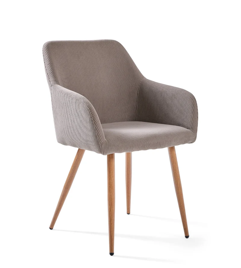 Sedia da pranzo Jenna - Velluto moka con aspetto rovere