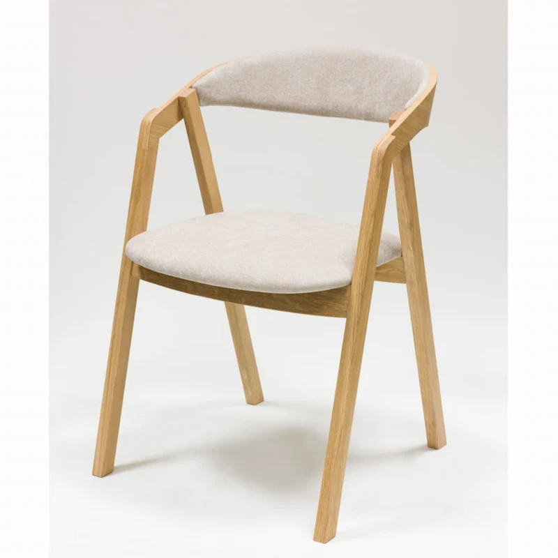Set da 2 o 4 sedie da pranzo in rovere massiccio modello Knut, rivestimento beige/grigio antracite | NordicStory