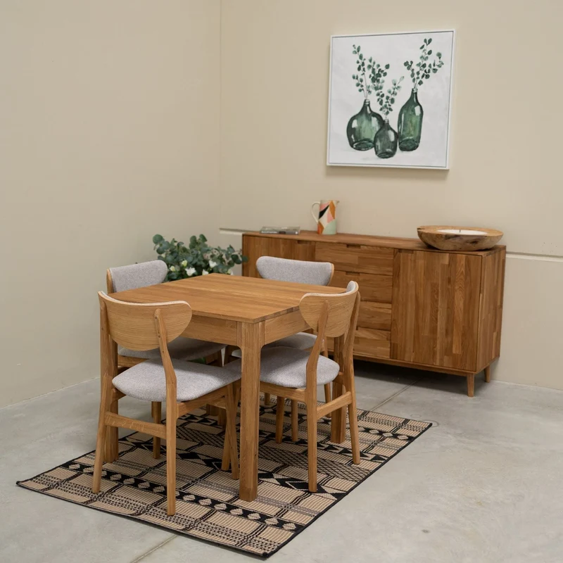 Set da 2 o 4 sedie da pranzo in rovere massiccio Maxwell, imbottite | NordicStory