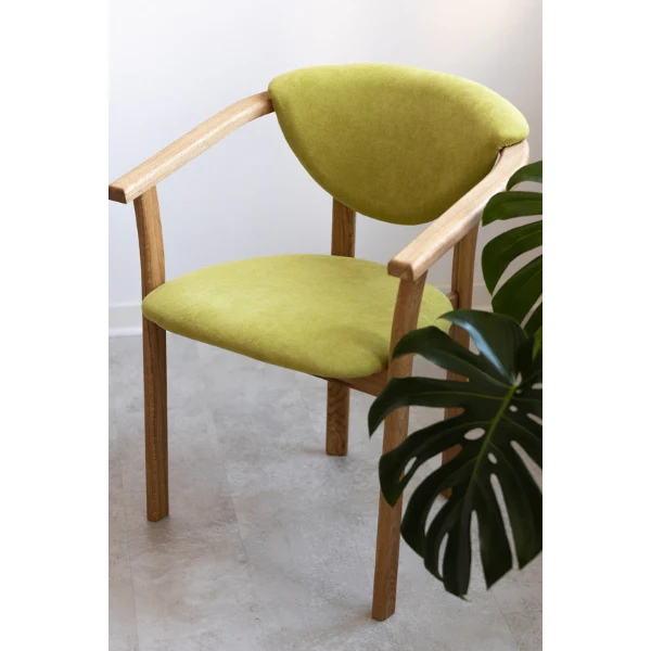 Confezione da 2 o 4 sedie da pranzo Alexis, struttura in rovere massiccio, rivestimento in verde vivo | NordicStory