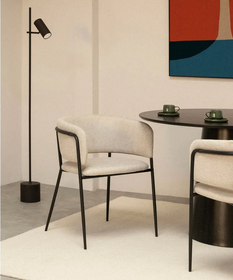 Silla de Comedor en Tela y Metal con Reposabrazos Teresa