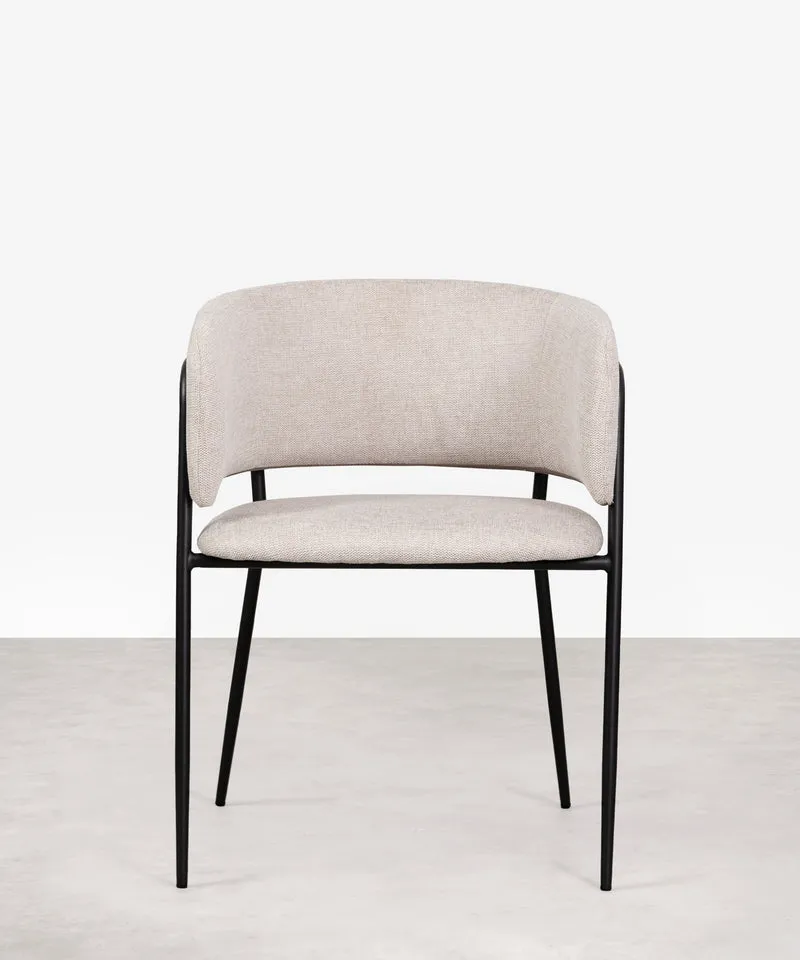 Silla de Comedor en Tela y Metal con Reposabrazos Teresa