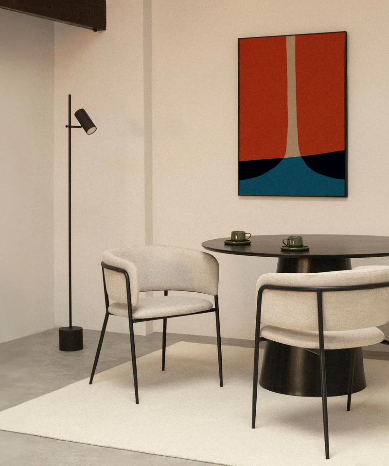 Silla de Comedor en Tela y Metal con Reposabrazos Teresa