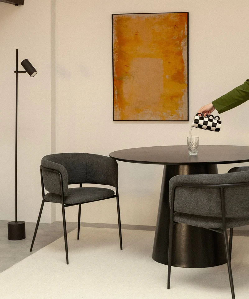 Silla de Comedor en Tela y Metal con Reposabrazos Teresa