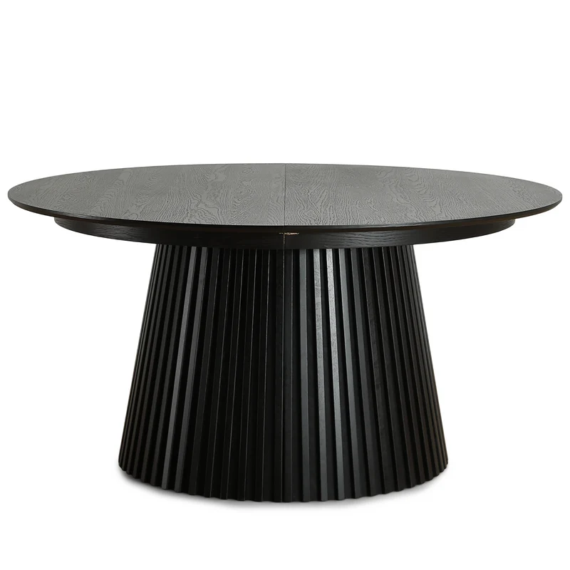 Lewis - Tavolo rotondo da pranzo in legno di quercia nera con allunghe 150/190/230 CM - 2x pannelli aggiuntivi inclusi