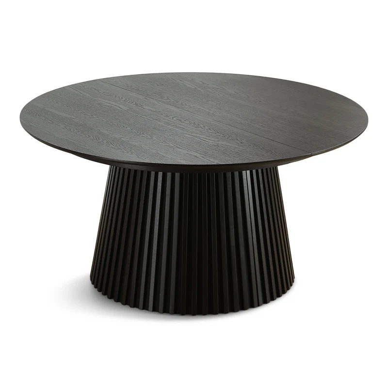 Lewis - Tavolo rotondo da pranzo in legno di quercia nera con allunghe 150/190/230 CM - 2x pannelli aggiuntivi inclusi
