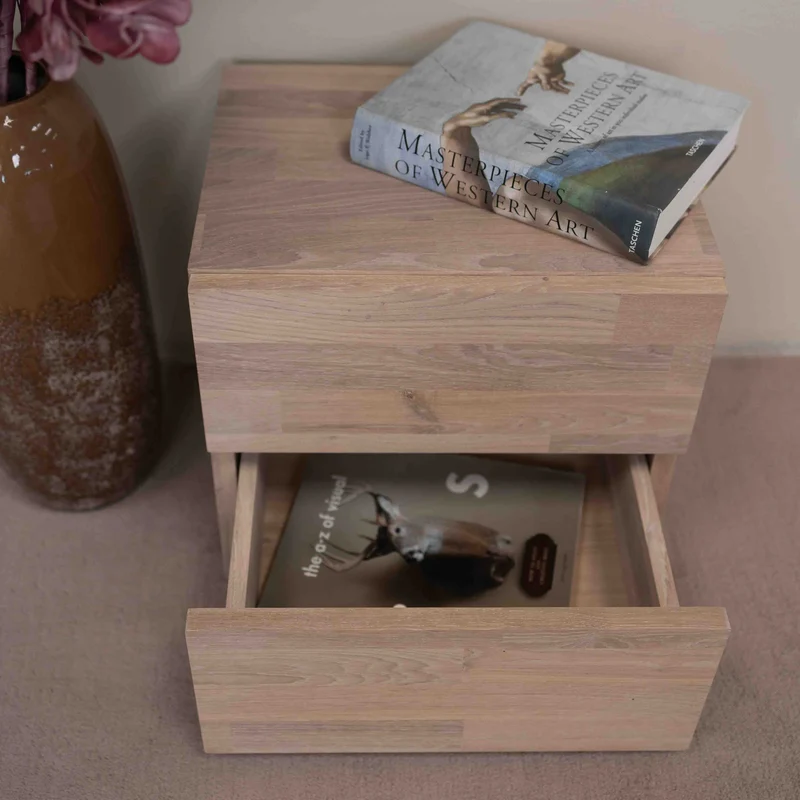 Comodino in legno massello di rovere Denmark 2 | NordicStory