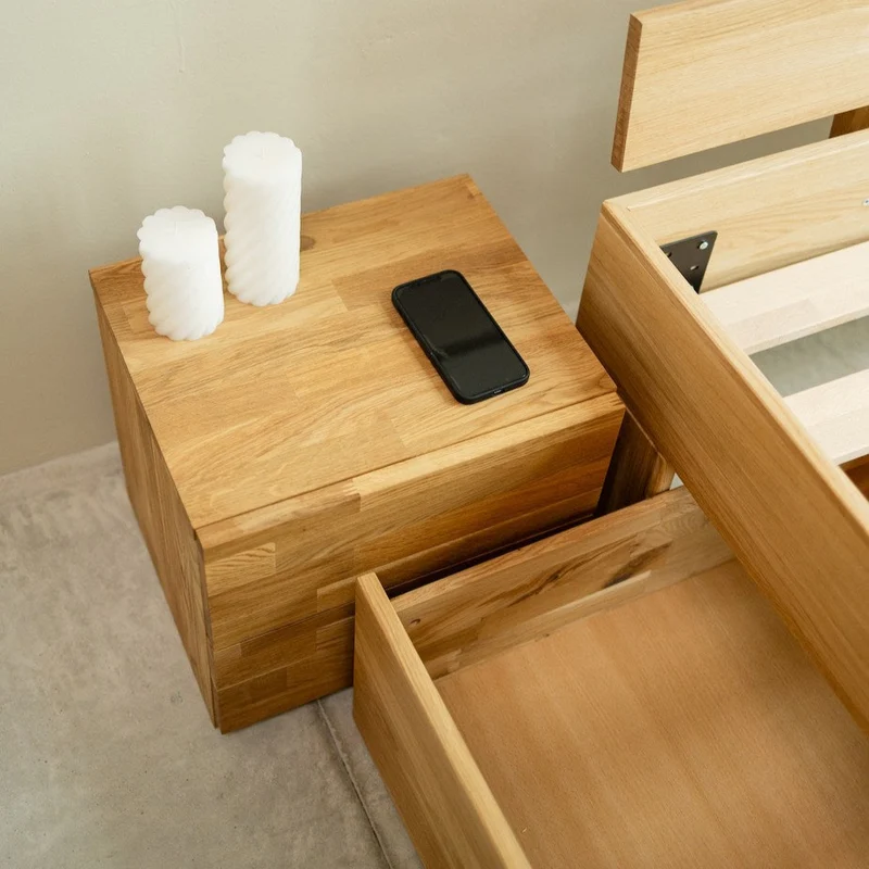 Comodino in legno massello di rovere Denmark 2 | NordicStory