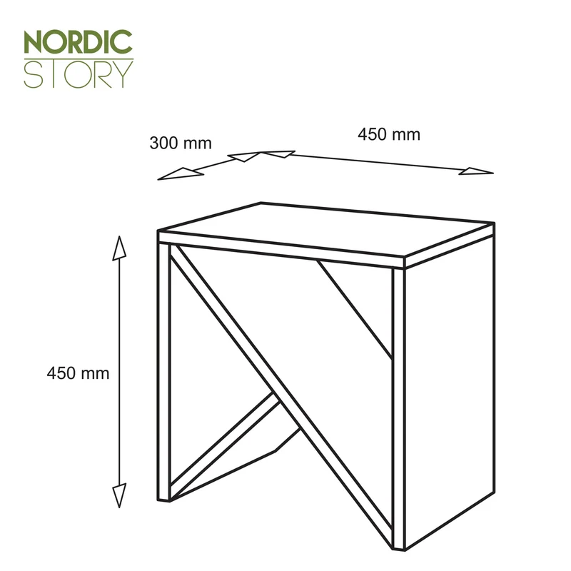 Tavolino, comodino in legno massello di rovere Denmark | NordicStory