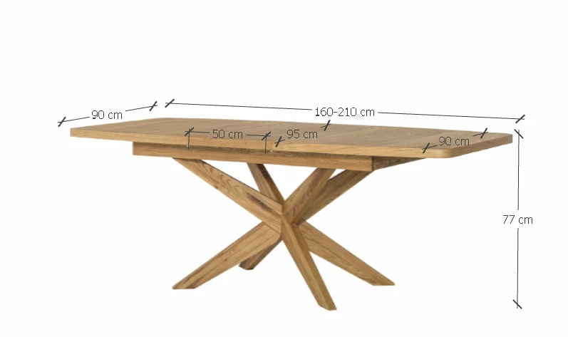 Tavolo da pranzo allungabile con gambe incrociate in rovere massiccio VELLE 39 | LoftStory