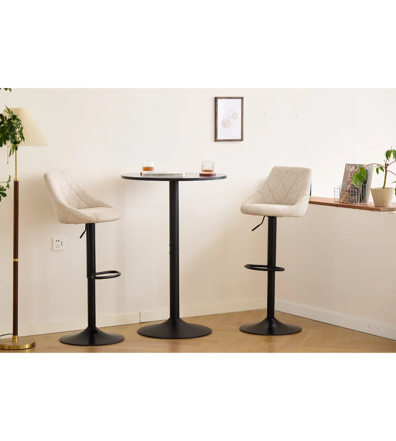 Cassie - sgabello da bar regolabile beige con funzione girevole a 360 gradi