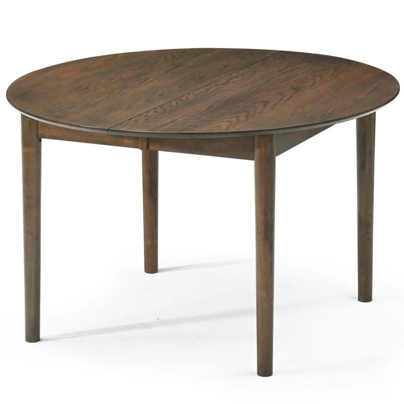 Tavolo da pranzo rotondo Liam in impiallacciatura di rovere affumicato con prolunga 120/160/200 cm - Incl. 2 prolunghe