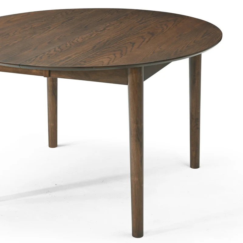 Tavolo da pranzo rotondo Liam in impiallacciatura di rovere affumicato con prolunga 120/160/200 cm - Incl. 2 prolunghe