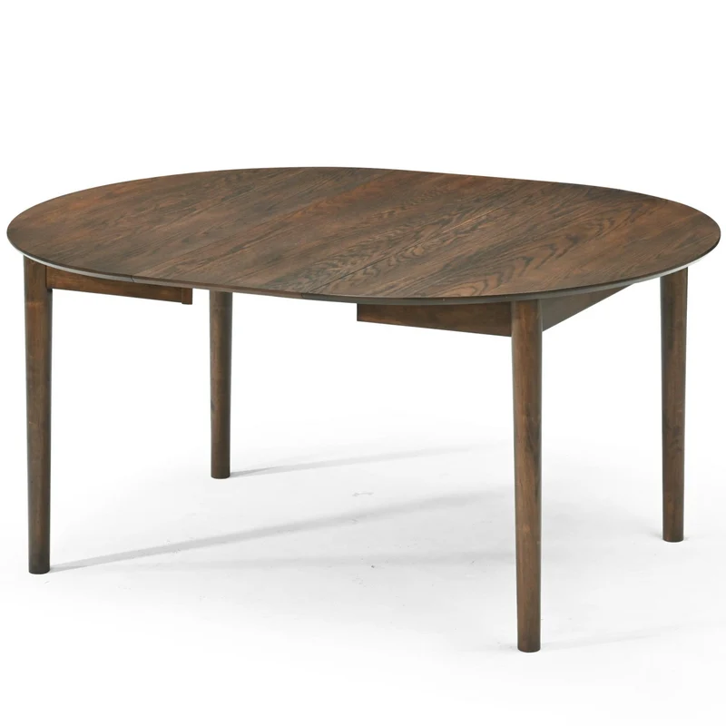 Tavolo da pranzo rotondo Liam in impiallacciatura di rovere affumicato con prolunga 120/160/200 cm - Incl. 2 prolunghe