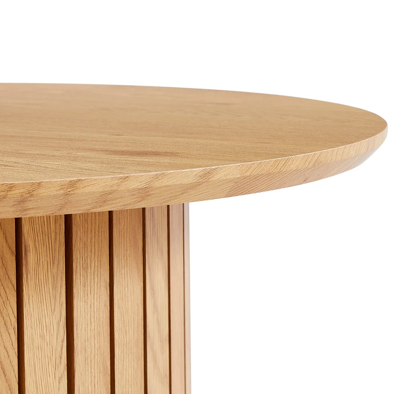 Milas Tavolino rotondo a doghe - Ø80 cm - Effetto rovere con gambe a colonne