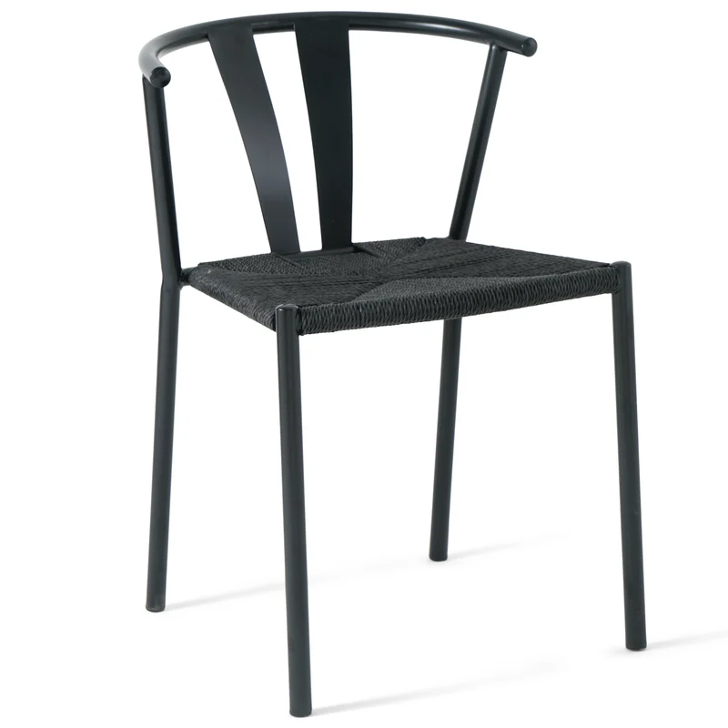 Sedia da pranzo Shila nera con intreccio nero