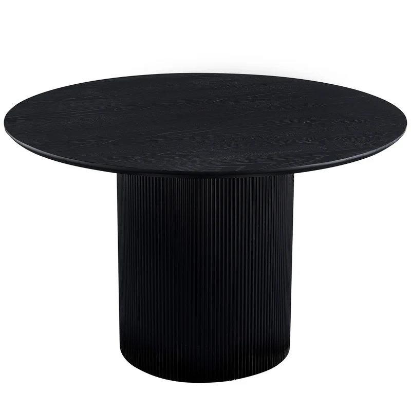 Carisma - tavolo da pranzo a lamelle rotondo - nero con gambe a colonna - Ø120 cm