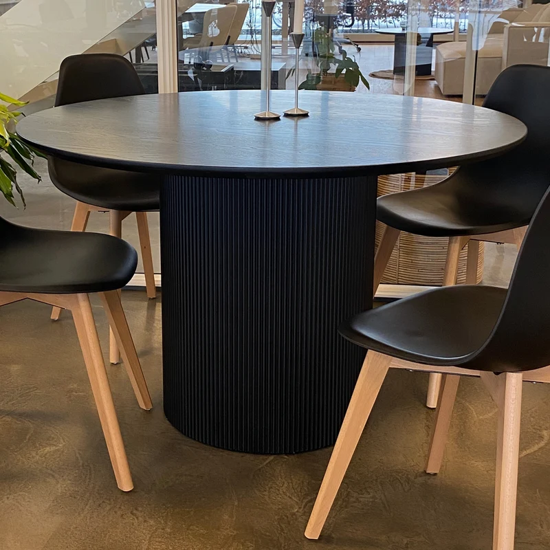 Carisma - tavolo da pranzo a lamelle rotondo - nero con gambe a colonna - Ø120 cm