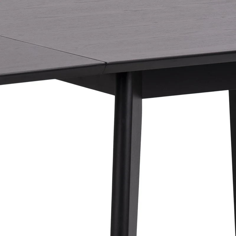 Rickie - Tavolo da pranzo a ribalta nero con piano aggiuntivo in impiallacciatura di rovere laccato nero - 80/120 x 80 cm
