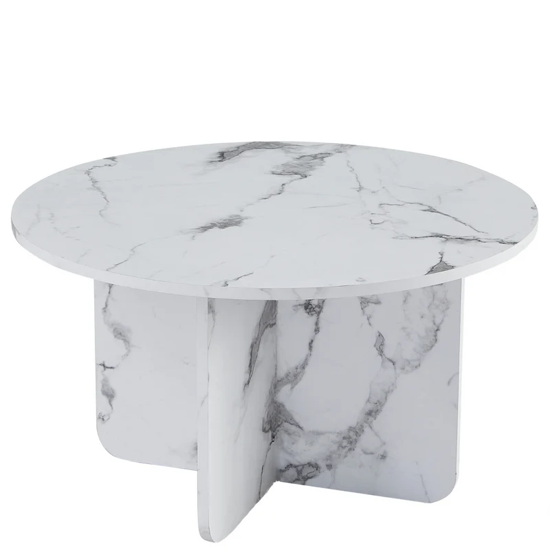 Mercy - Tavolino effetto marmo bianco Ø80 cm
