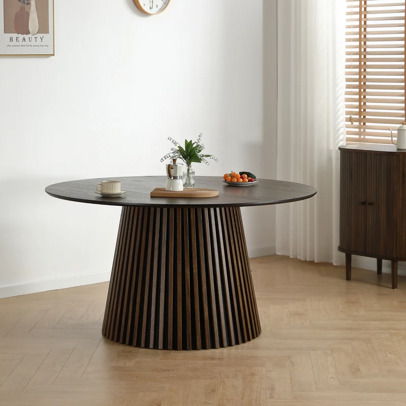 Lewis - Tavolo rotondo da pranzo in rovere affumicato Ø140 cm