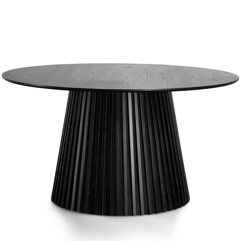 Lewis - Tavolo rotondo da pranzo in laminato di quercia nera Ø140 cm