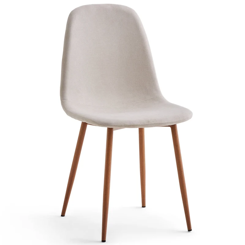 Anna - Sedia da pranzo tessuto beige effetto rovere