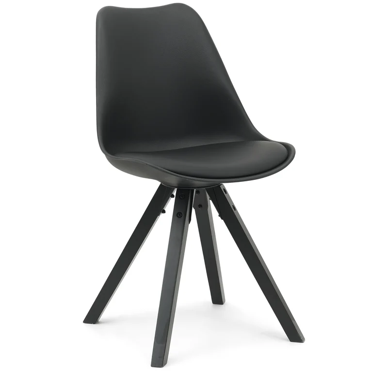Aria - Sedia da pranzo nera con gambe in legno nero