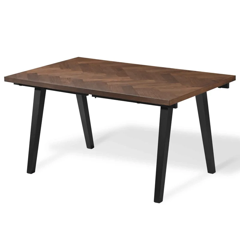 Tavolo a spina di pesce Madelina 150x90 cm - Impiallacciatura di rovere laccata in rovere affumicato