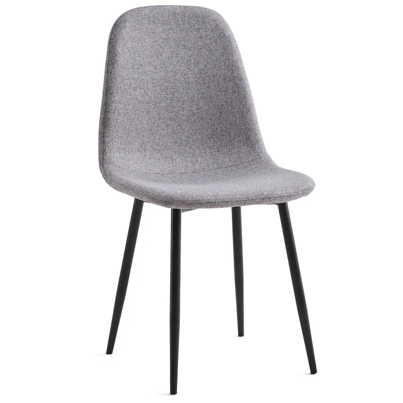 Anna - Sedia da pranzo tessuto grigio con gambe nere