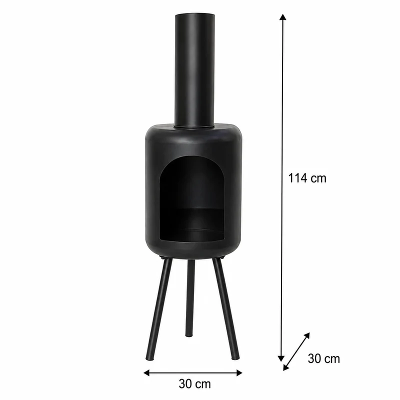 Caminetto da Esterno in Acciaio e Ferro Nero 30 x 30 x 114 cm Il Gruppone
