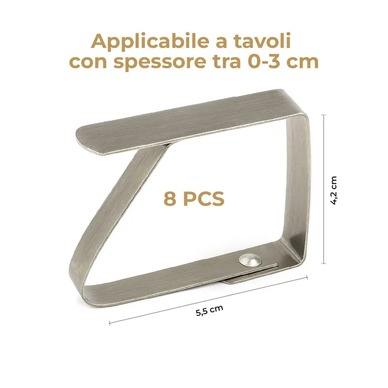 Set 8 Clip Fermatovaglia in Acciaio Inox, Pinze Ferma Tovaglia per Tavolo fino a 3 cm Il Gruppone