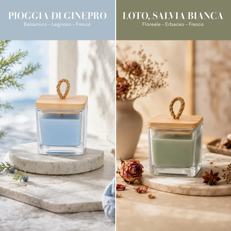 Set 4 Candele Profumate in Vasetto di Vetro con Coperchio in Bamboo,Il Gruppone