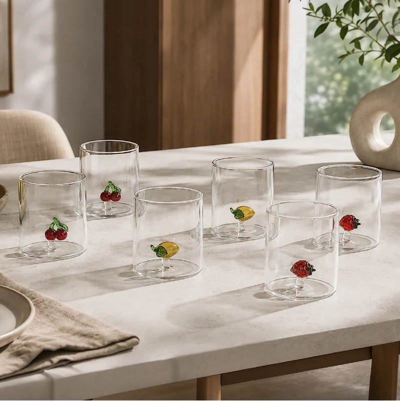 Set 6 Bicchieri 3D in Vetro Borosilicato 36 CL in Resistenti con Figura all'Interno Il Gruppone