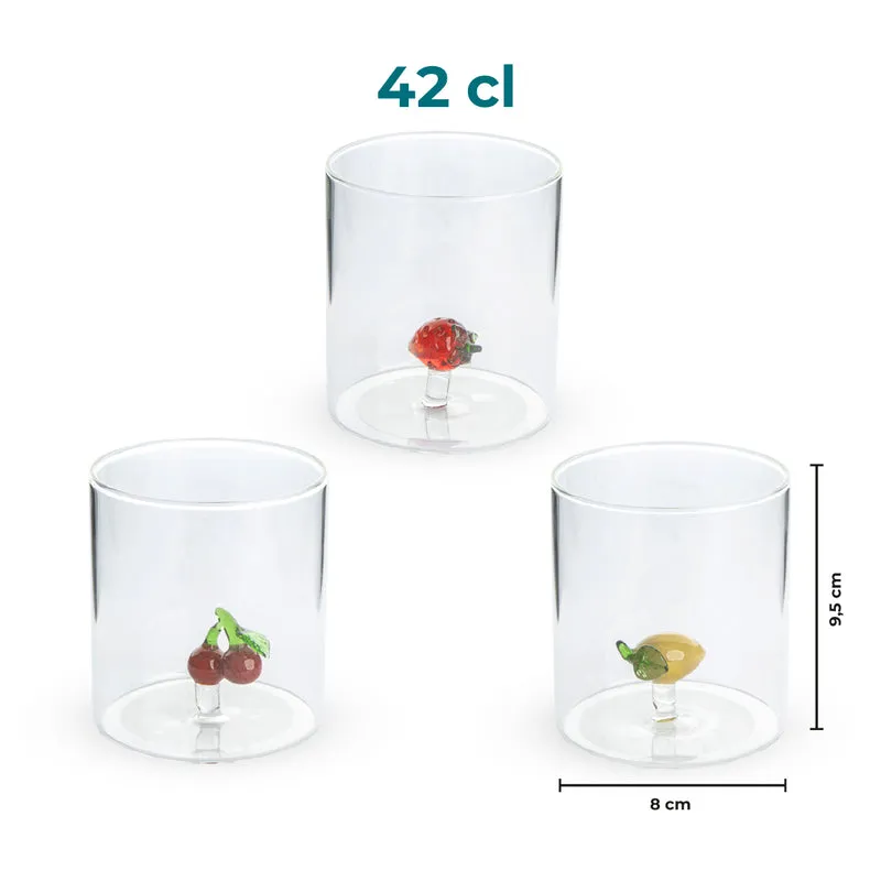 Set 6 Bicchieri 3D in Vetro Borosilicato 36 CL in Resistenti con Figura all'Interno Il Gruppone