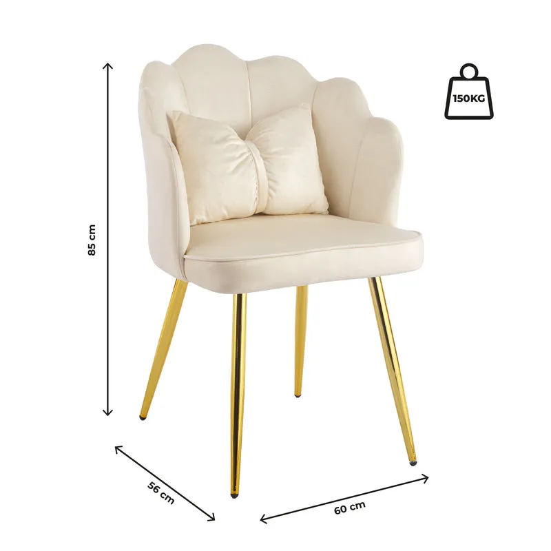 Poltroncina Elegante in Velluto con Schienale a Conchiglia e Cuscino Decorativo Il Gruppone