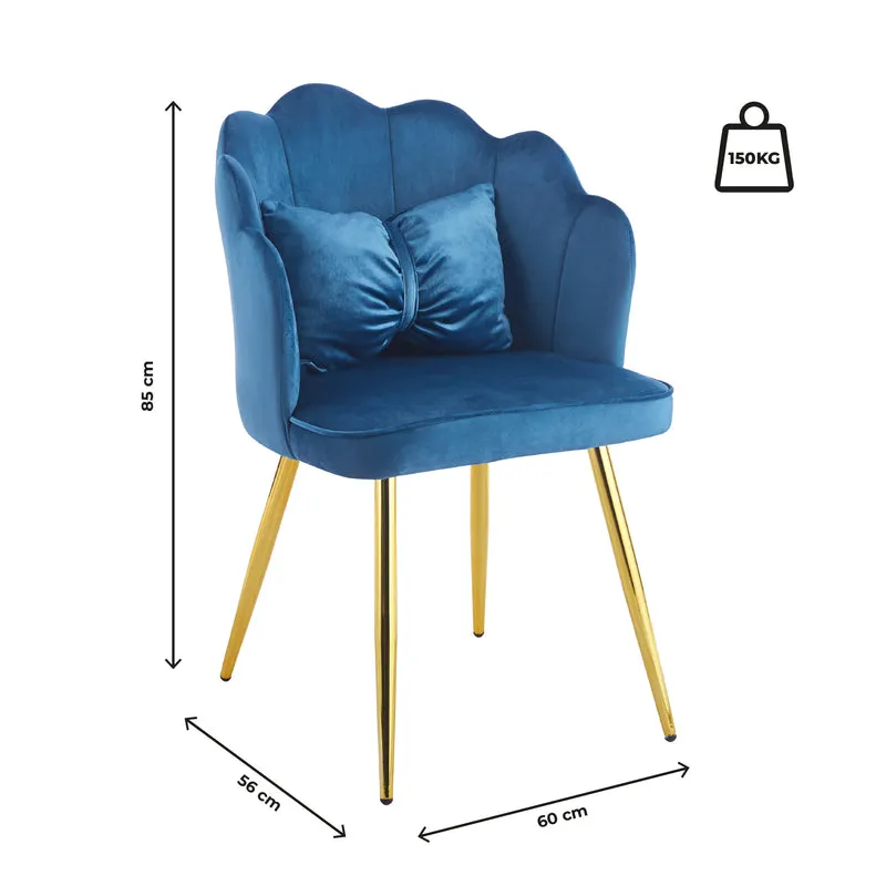 Poltroncina Elegante in Velluto con Schienale a Conchiglia e Cuscino Decorativo Il Gruppone