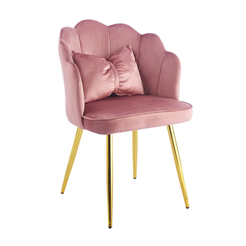 Poltroncina Elegante in Velluto con Schienale a Conchiglia e Cuscino Decorativo Il Gruppone